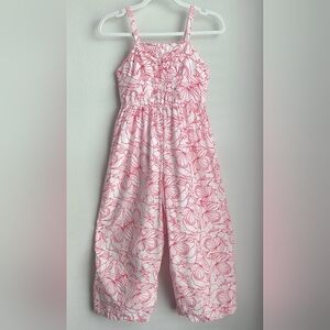 Janie and Jack - Girl's Pink White Hawaiian Inspired Jumpsuit, Sz 12